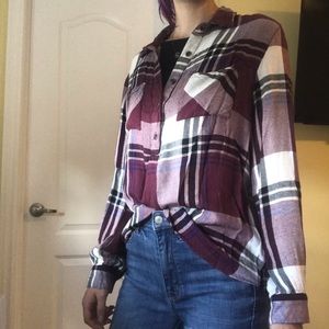🌸2/$8🌸 1/2 Button Down Plaid Shirt